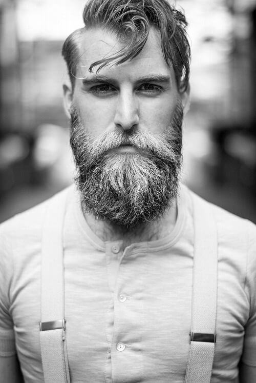 split beard black white photo