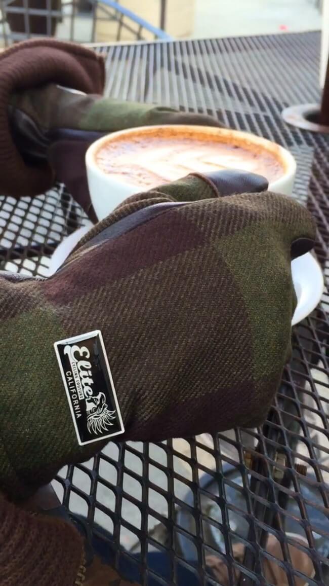 gloves and coffee