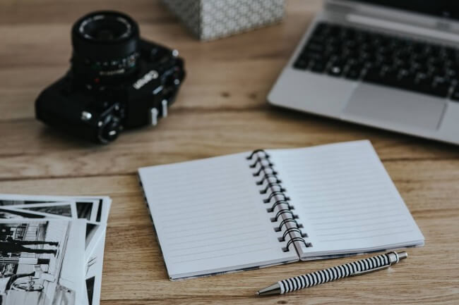 blank notepad on a table