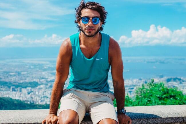 bearded guy with shades in summer