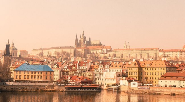 prague skyline with filter